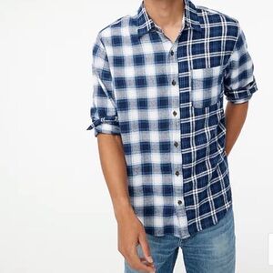 NWT J CREW FACTORY Mixed-Plaid Flannel Shirt Size Medium